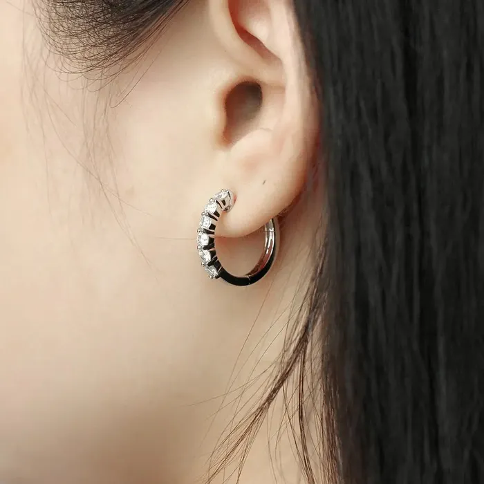 Earrings Luxus Moissanite Rings Jewelry Platinum Plated Silver Hoop Moissanite Earrings 24ctw Platinum Moissanite Earrings