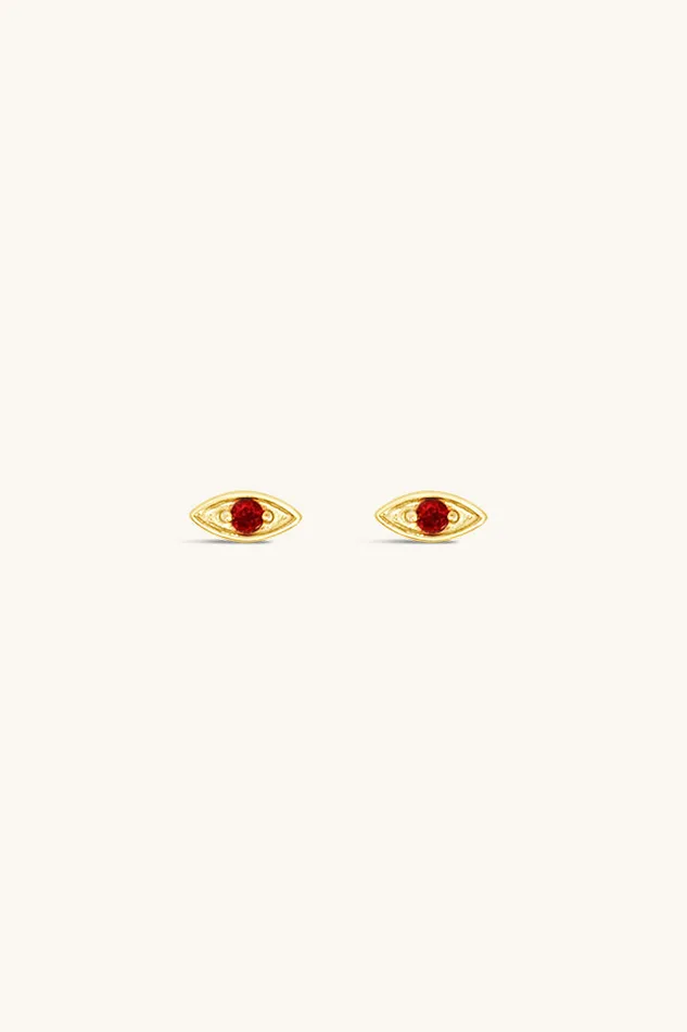 Earrings Sierra Winter Jewelry Evil Eye Stud Earrings Garnet