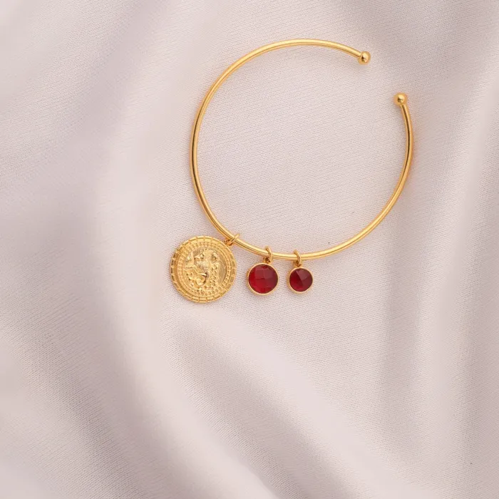 Garnet Capricorn Zodiac Gold Plated Silver Cuff Bracelet SILVER Bracelets