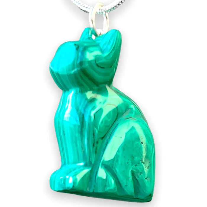 Genuine Malachite Cat Necklace Magic Crystals Necklaces