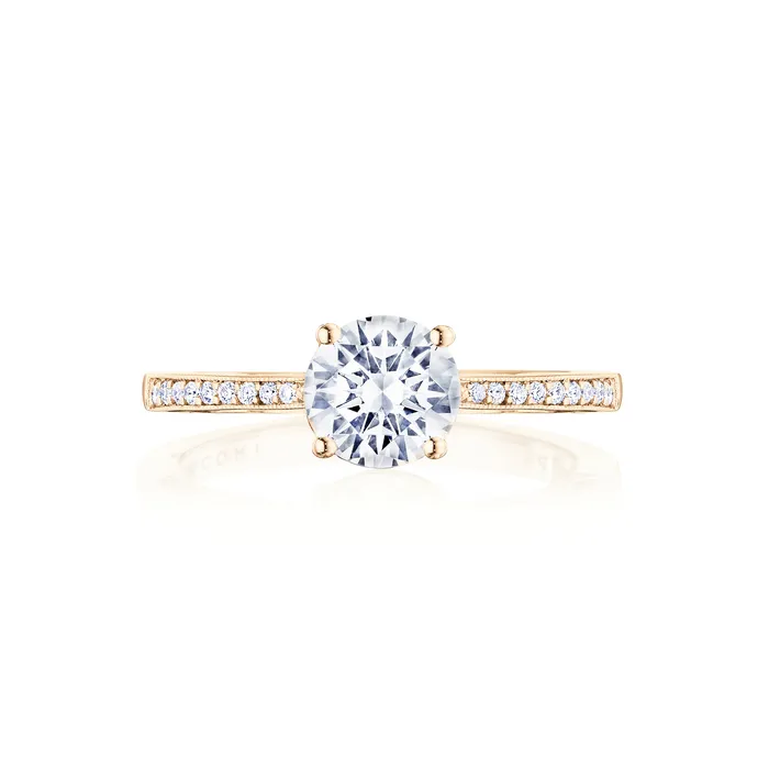 International Diamond Center Rings Tacori 14k Rose Gold Coastal Crescent Collection Classic Engagement Ring Setting 014CTW