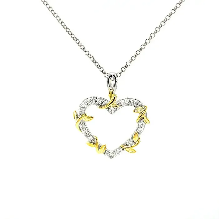Luxus Moissanite Necklaces 14K GOLD PLATED SILVER TWO TONE HEART PENDANT FOR MOTHER WMOISSANITE AND POWER OF A MOTHERS LOVE POETRY CARD