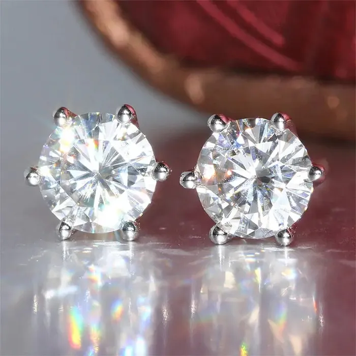 Luxus Moissanite Rings Jewelry Earrings 14k White Gold Stud Moissanite Earrings 1ctw Stud Earrings Everyday Collection