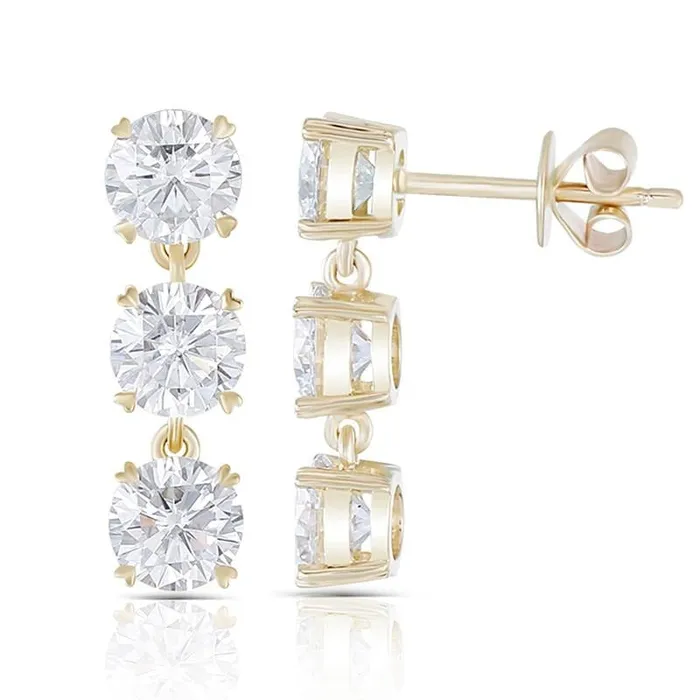 Luxus Moissanite Rings Jewelry Earrings 14k Yellow Gold Drop Dangle Moissanite Earrings 3ctw Luxus Moissanite Rings Jewelry Earrings 14k Yellow Gold Drop Dangle Moissanite Earrings 3ctw