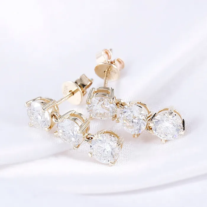 Luxus Moissanite Rings Jewelry Earrings 14k Yellow Gold Drop Dangle Moissanite Earrings 3ctw Luxus Moissanite Rings Jewelry Earrings 14k Yellow Gold Drop Dangle Moissanite Earrings 3ctw