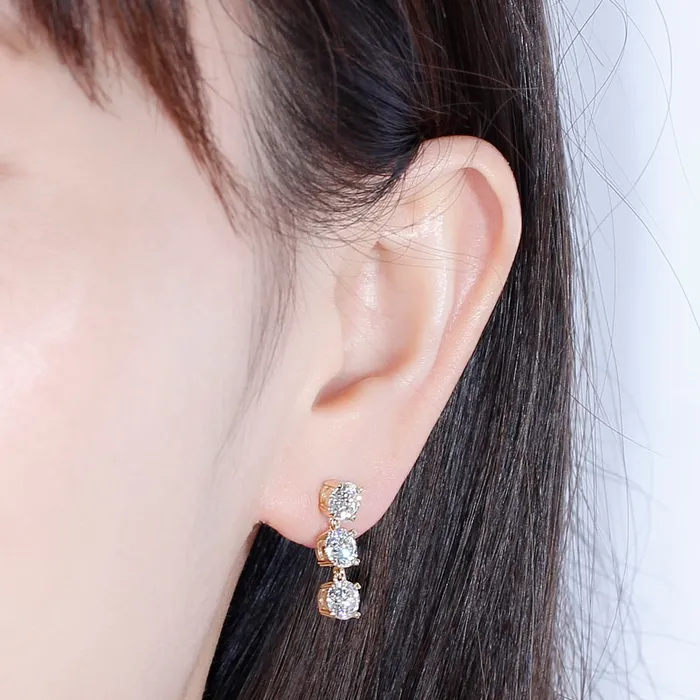 Luxus Moissanite Rings Jewelry Earrings 14k Yellow Gold Drop Dangle Moissanite Earrings 3ctw Luxus Moissanite Rings Jewelry Earrings 14k Yellow Gold Drop Dangle Moissanite Earrings 3ctw