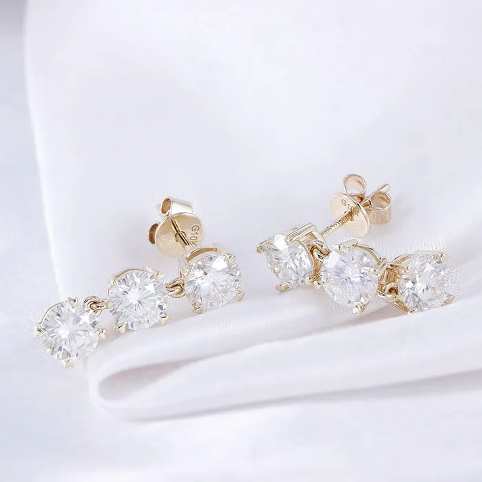 Luxus Moissanite Rings Jewelry Earrings 14k Yellow Gold Drop Dangle Moissanite Earrings 3ctw Luxus Moissanite Rings Jewelry Earrings 14k Yellow Gold Drop Dangle Moissanite Earrings 3ctw