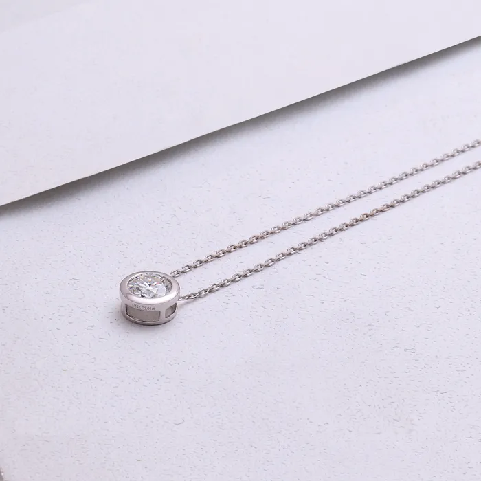 Luxus Moissanite Rings Jewelry Necklaces 14k White Gold Bezel Set Moissanite Necklace Pendant 2ct