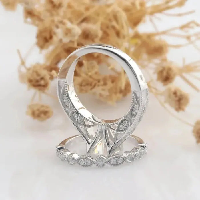 Luxus Moissanite Silver or Gold Filigree Milgrain Moissanite Bridal Set 1ct Earrings