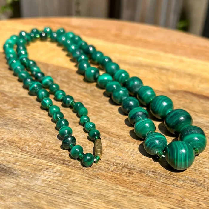 Magic Crystals Necklaces Handmade Authentic Malachite Bead Necklace