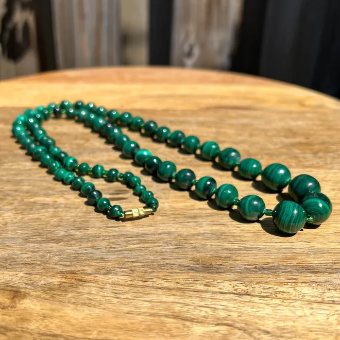 Magic Crystals Necklaces Handmade Authentic Malachite Bead Necklace