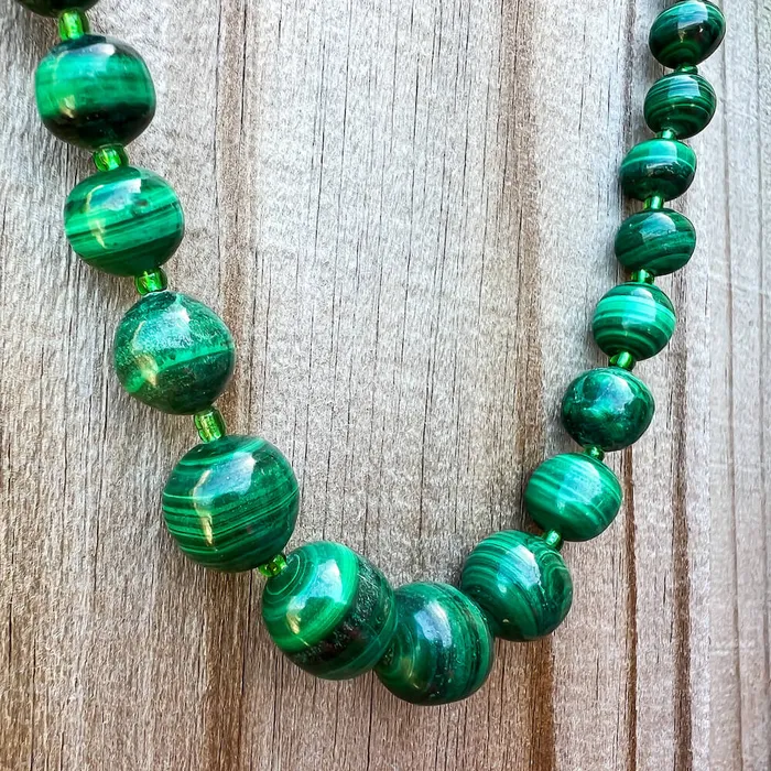 Magic Crystals Necklaces Handmade Authentic Malachite Bead Necklace