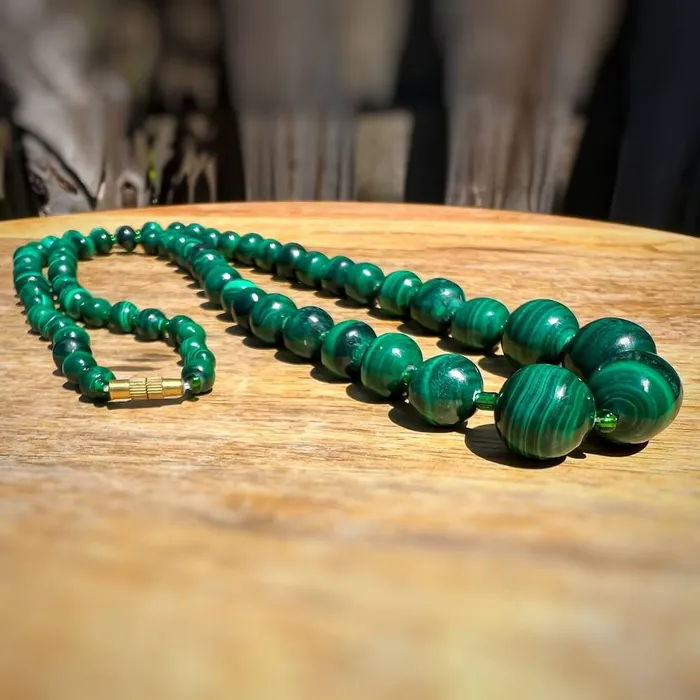 Magic Crystals Necklaces Handmade Authentic Malachite Bead Necklace