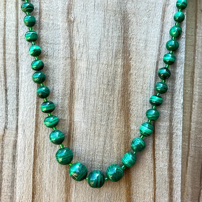 Magic Crystals Necklaces Handmade Authentic Malachite Bead Necklace