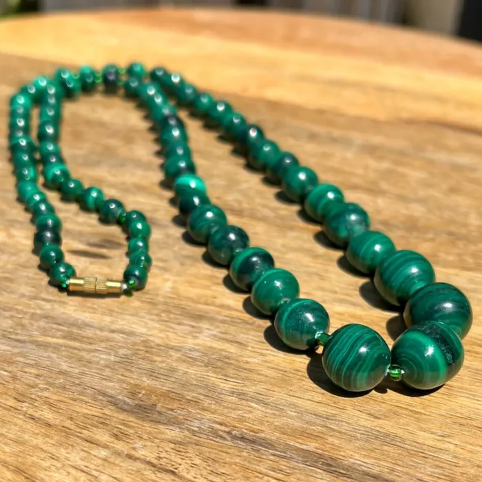 Magic Crystals Necklaces Handmade Authentic Malachite Bead Necklace