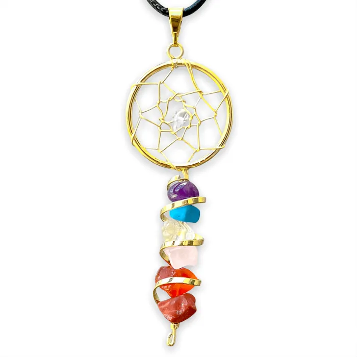 Magic Crystals Seven Chakra Infinity Dream Catcher Golden Necklace Necklaces