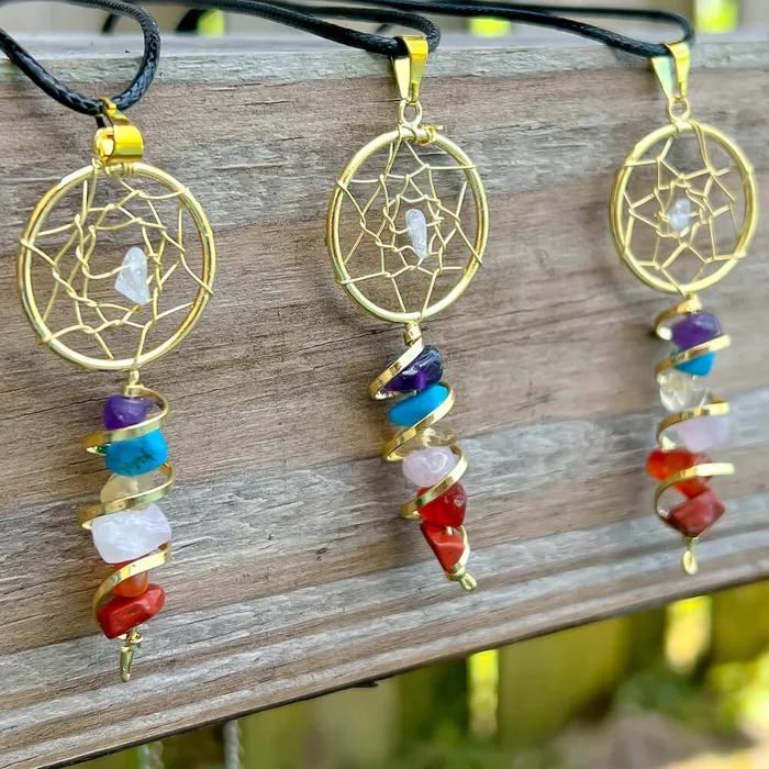 Magic Crystals Seven Chakra Infinity Dream Catcher Golden Necklace Necklaces