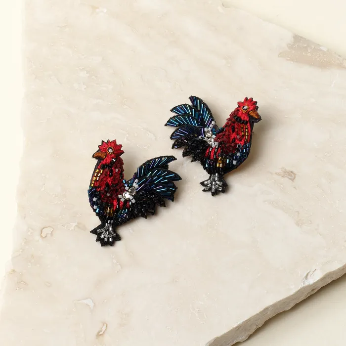 Mignonne Gavigan Earrings Gamecock Stud Earrings Red Multi