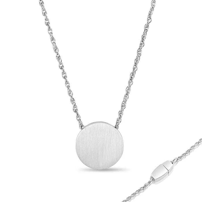 Necklaces Locking Sterling Silver Fine Rope Chain Necklace w Round Filigree Slide Pendant Eternity