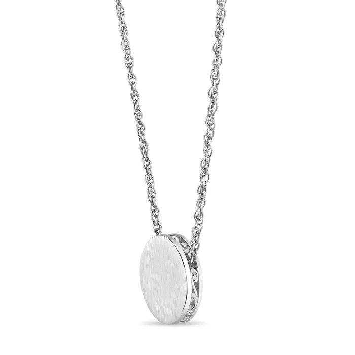 Necklaces Locking Sterling Silver Fine Rope Chain Necklace w Round Filigree Slide Pendant Eternity