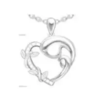 Necklaces Luxus Moissanite PLATINUM PLATED SILVER TWO TONE HEART PENDANT MOISSANITE AND POWER OF A MOTHERS LOVE POETRY CARD