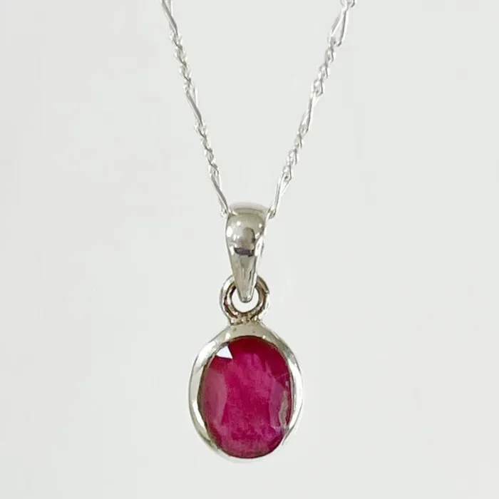 Necklaces Magic Crystals Faceted Ruby Sterling Silver Pendant Necklace