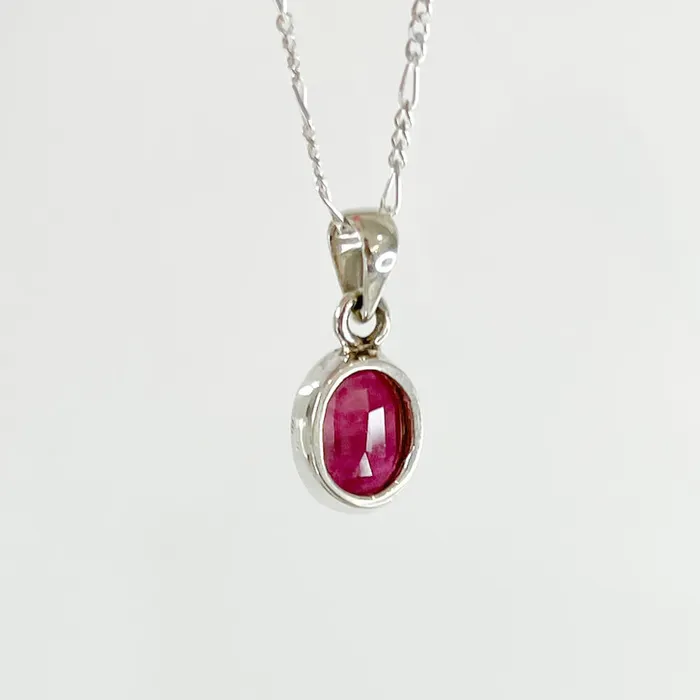 Necklaces Magic Crystals Faceted Ruby Sterling Silver Pendant Necklace