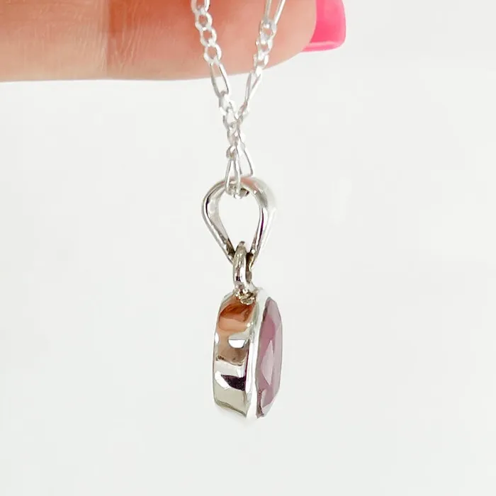 Necklaces Magic Crystals Faceted Ruby Sterling Silver Pendant Necklace