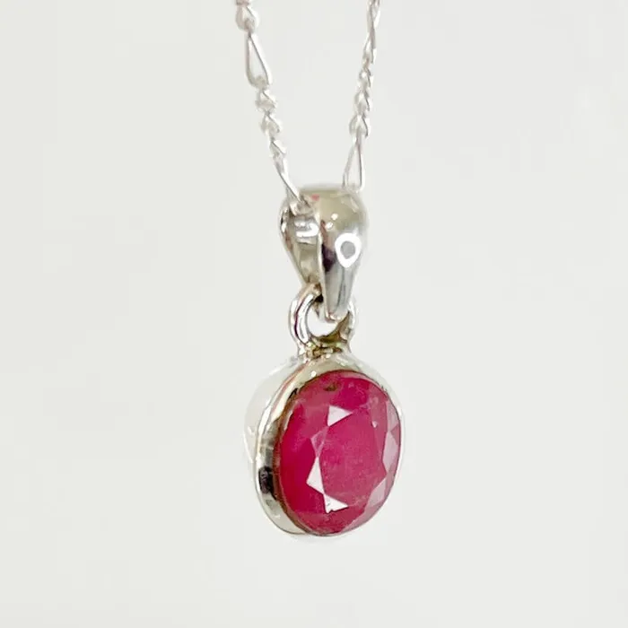 Necklaces Magic Crystals Faceted Ruby Sterling Silver Pendant Necklace