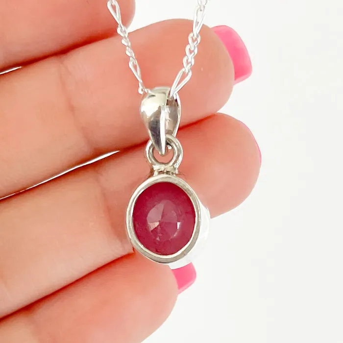 Necklaces Magic Crystals Faceted Ruby Sterling Silver Pendant Necklace