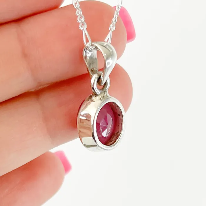 Necklaces Magic Crystals Faceted Ruby Sterling Silver Pendant Necklace