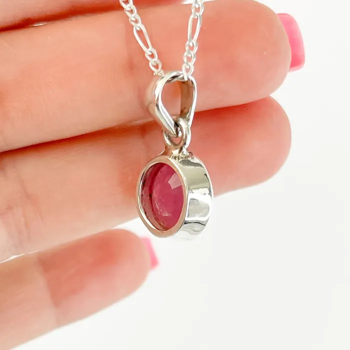 Necklaces Magic Crystals Faceted Ruby Sterling Silver Pendant Necklace