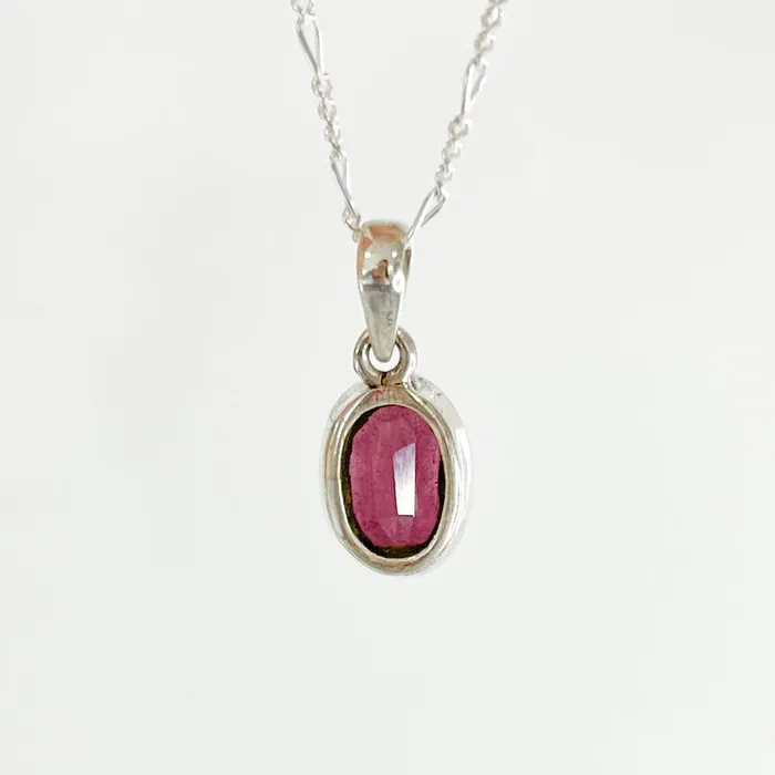 Necklaces Magic Crystals Faceted Ruby Sterling Silver Pendant Necklace