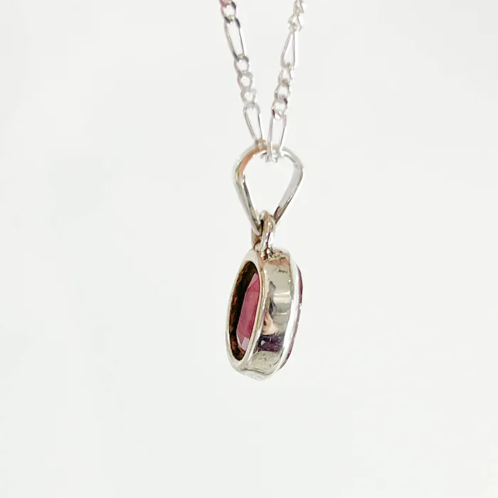 Necklaces Magic Crystals Faceted Ruby Sterling Silver Pendant Necklace