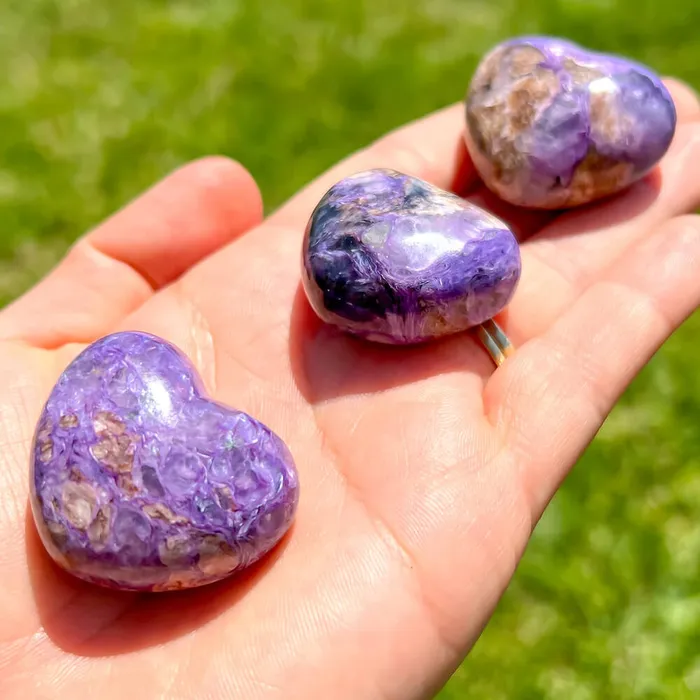 Necklaces Magic Crystals Grade A Charoite Puffy Heart