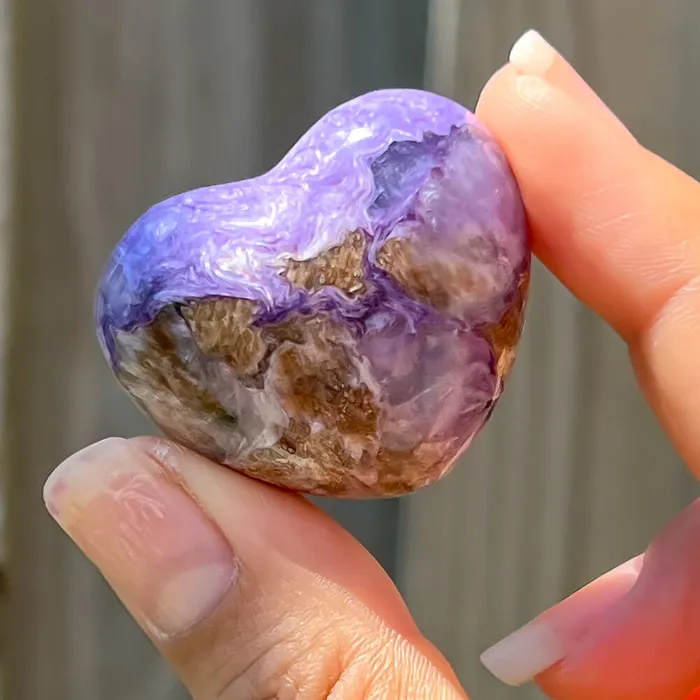 Necklaces Magic Crystals Grade A Charoite Puffy Heart