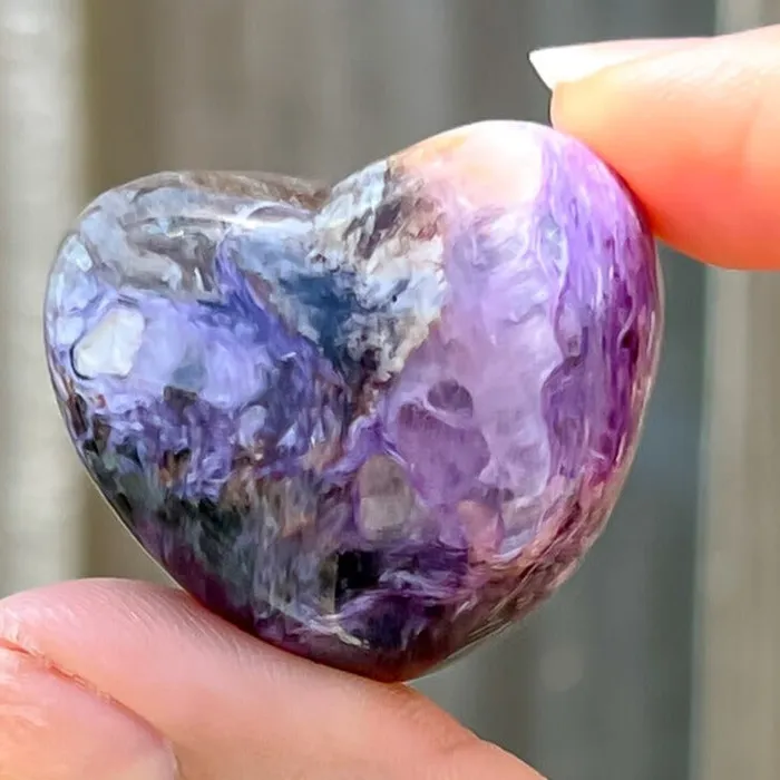 Necklaces Magic Crystals Grade A Charoite Puffy Heart