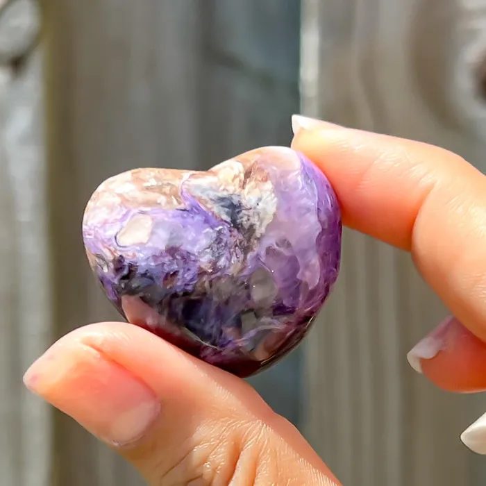 Necklaces Magic Crystals Grade A Charoite Puffy Heart