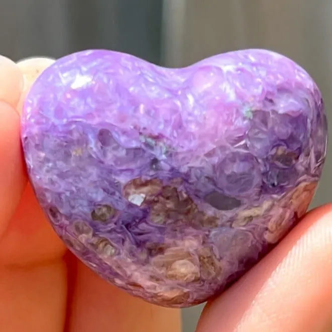 Necklaces Magic Crystals Grade A Charoite Puffy Heart