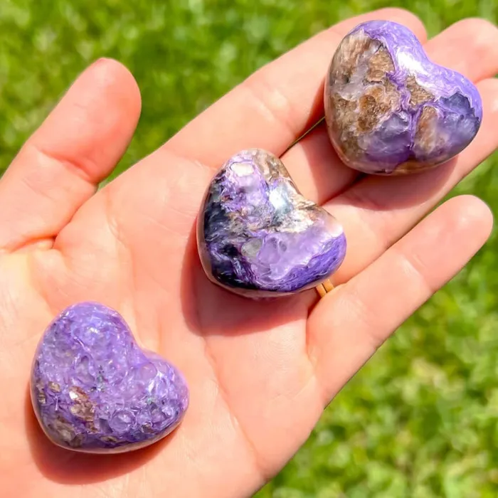 Necklaces Magic Crystals Grade A Charoite Puffy Heart