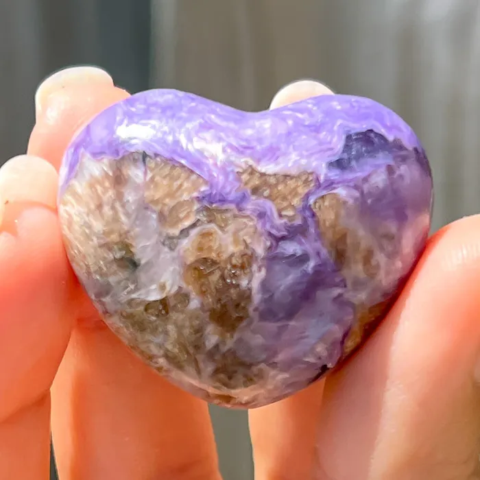 Necklaces Magic Crystals Grade A Charoite Puffy Heart