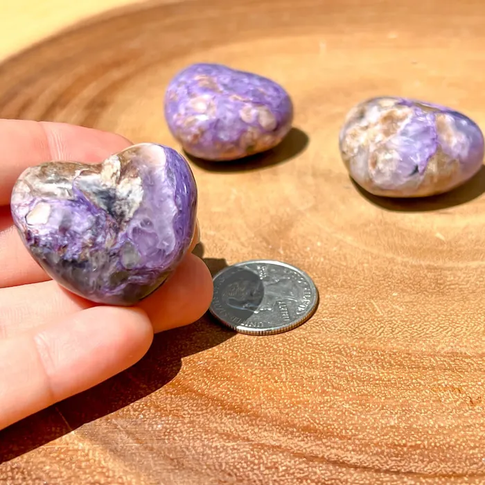 Necklaces Magic Crystals Grade A Charoite Puffy Heart