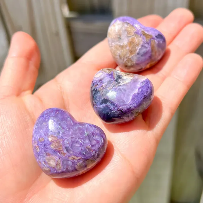 Necklaces Magic Crystals Grade A Charoite Puffy Heart