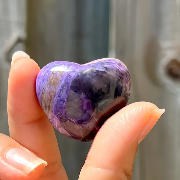 Necklaces Magic Crystals Grade A Charoite Puffy Heart