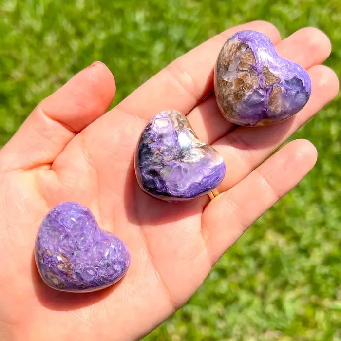 Necklaces Magic Crystals Grade A Charoite Puffy Heart