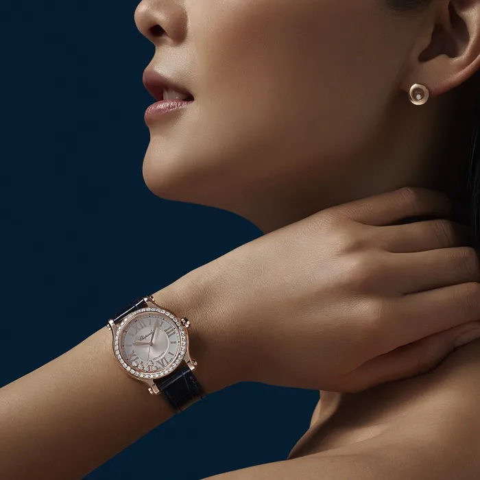 PreStyled Sets Chopard Happy Sport 33mm Automatic 18K Rose Gold Diamond
