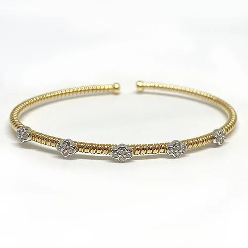 PreStyled Sets International Diamond Center 18K Yellow and White Gold Flex Cuff