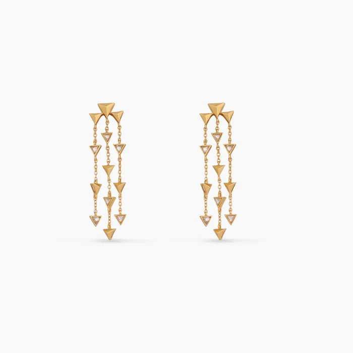 Pyramid Dainty Statement Silver Drop Earrings SILVER Earrings