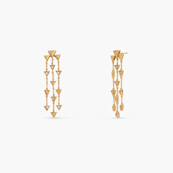 Pyramid Dainty Statement Silver Drop Earrings SILVER Earrings