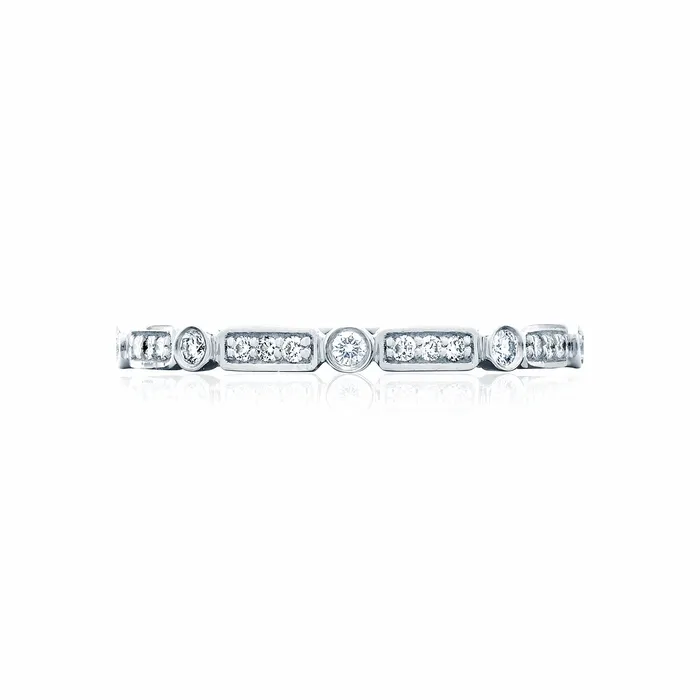 Rings International Diamond Center Tacori 18k White Gold Sculpted Crescent Diamond Eternity Wedding Band 027 CTW